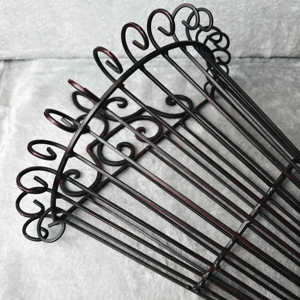 Vtg. Wrought Iron Wall Pocket Basket Fleur De Lis Rustic Farmhouse Planter Large